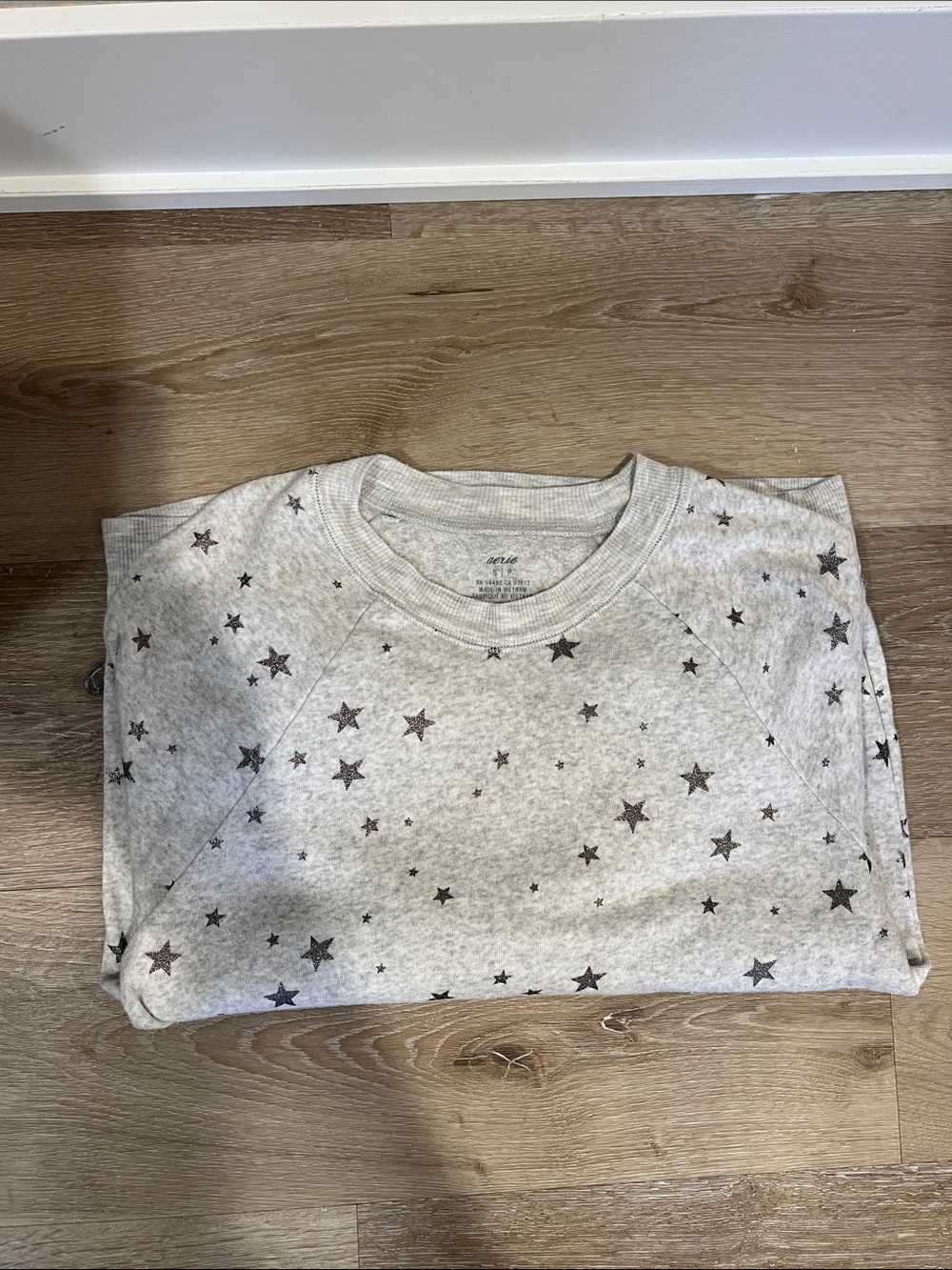 Aerie Cozy Star Print Crewneck Sweatshirt - Light Heather Gray